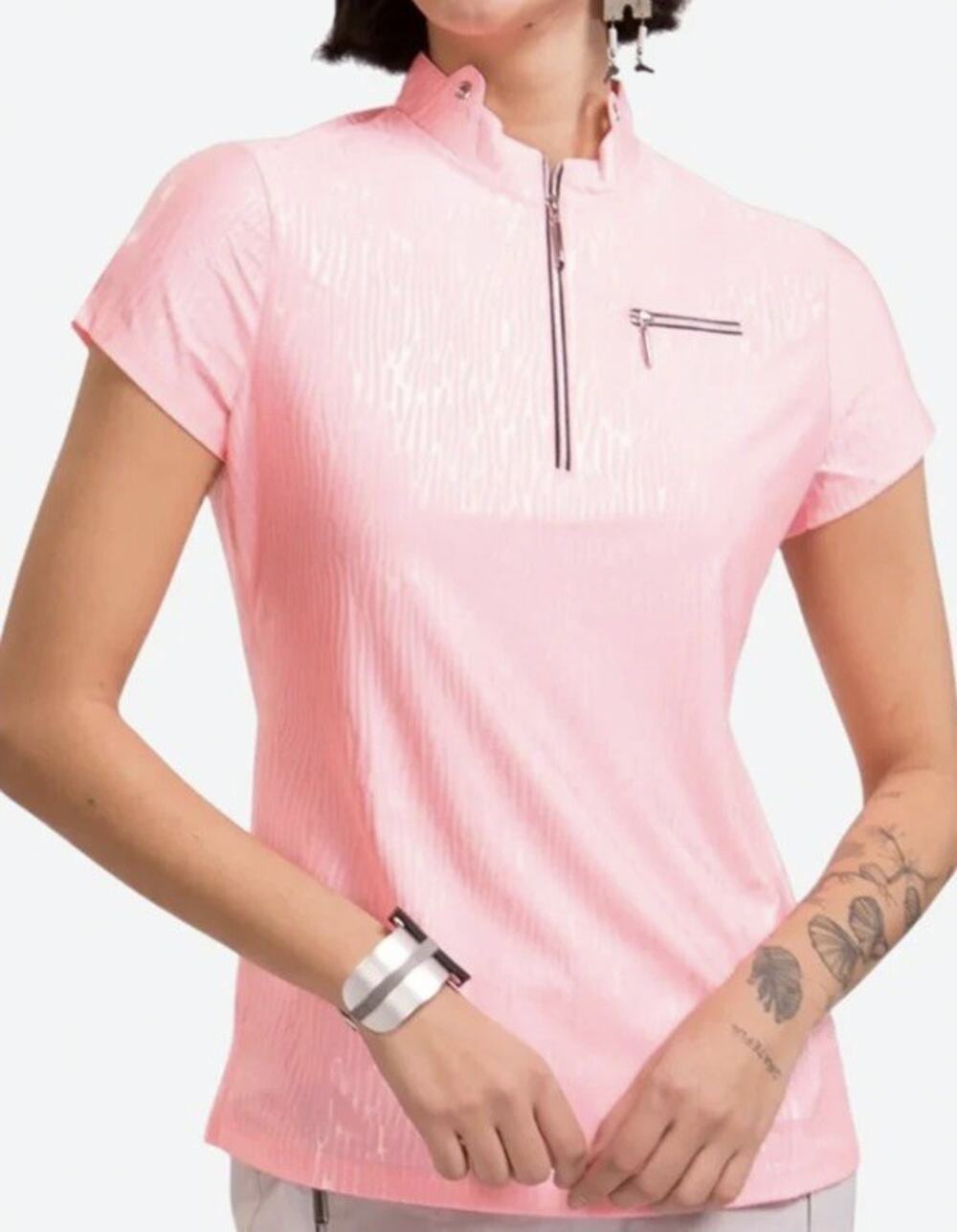 Jamie Sadock Sunsense Short Sleeve Polo Shirt Women’s XS Pink Squiggle SPF 50